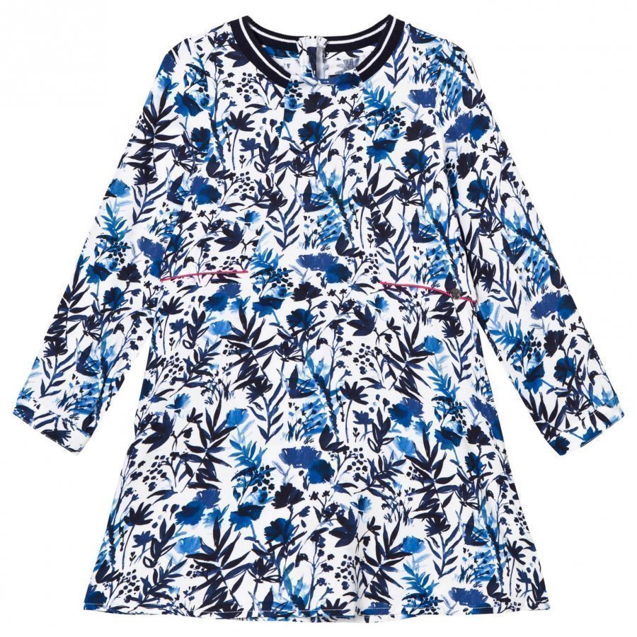 Ikks White/Blue Floral Print Dress Mekko