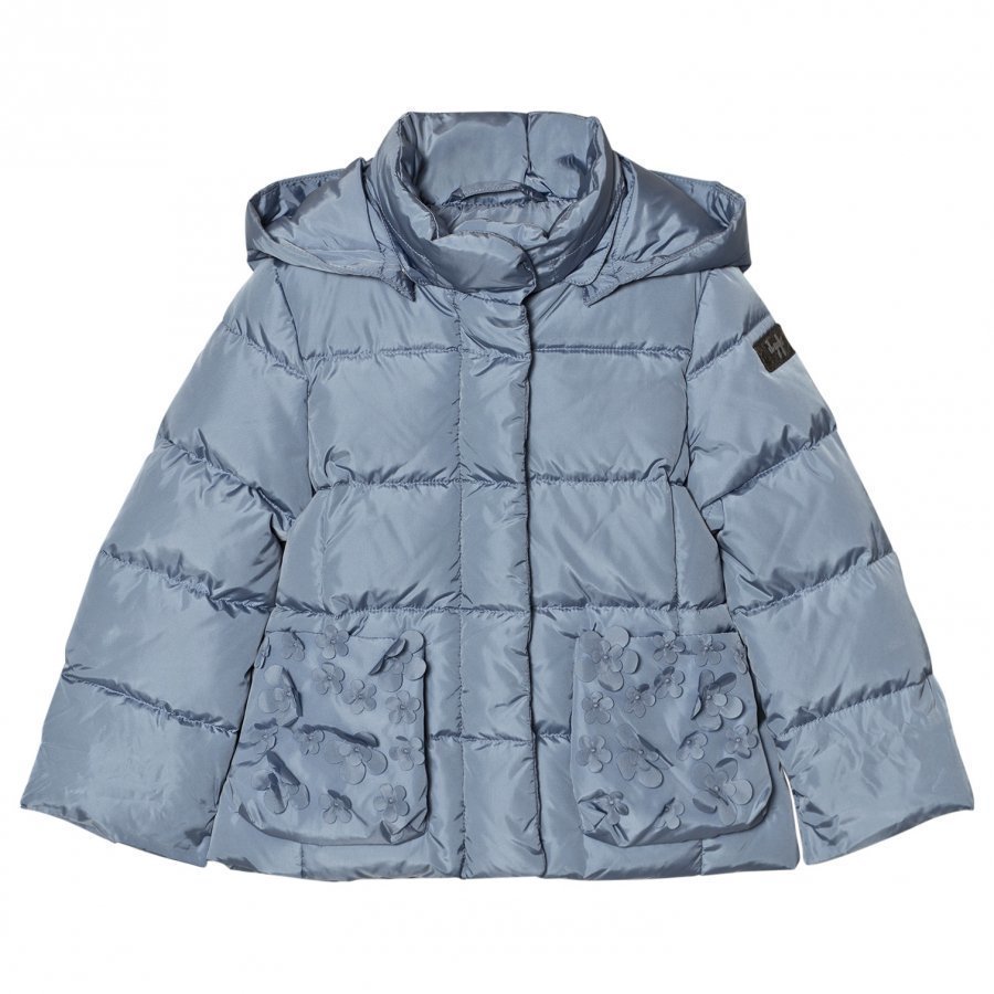 Il Gufo Blue Down Puffer Coat Petal Pockets Toppatakki