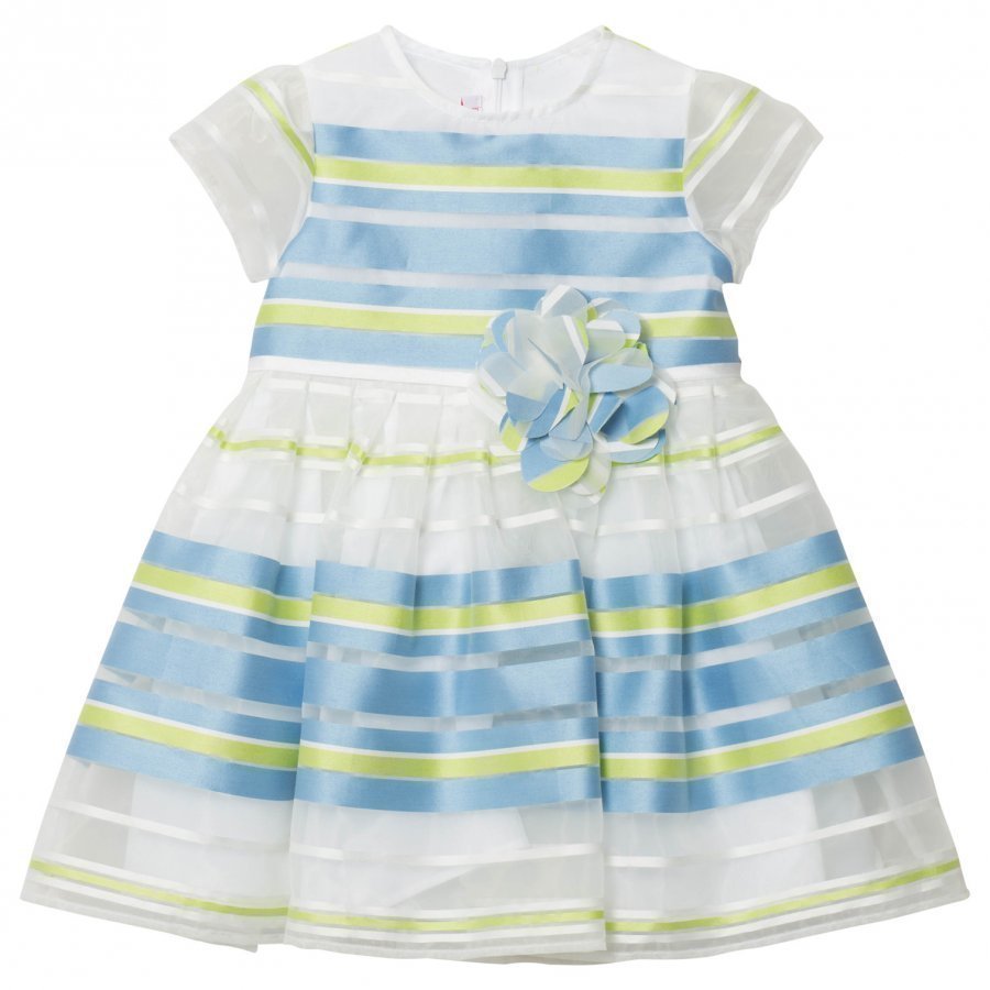 Il Gufo Blue Green Stripe Organza Dress Juhlamekko