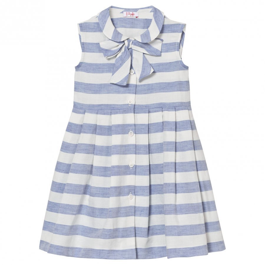 Il Gufo Blue White Stripe Sleeveless Dress Juhlamekko