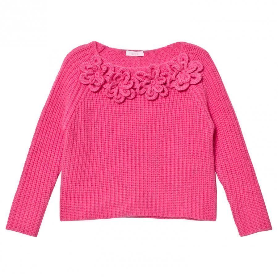 Il Gufo Bright Pink Knitted Flower Sweater Paita