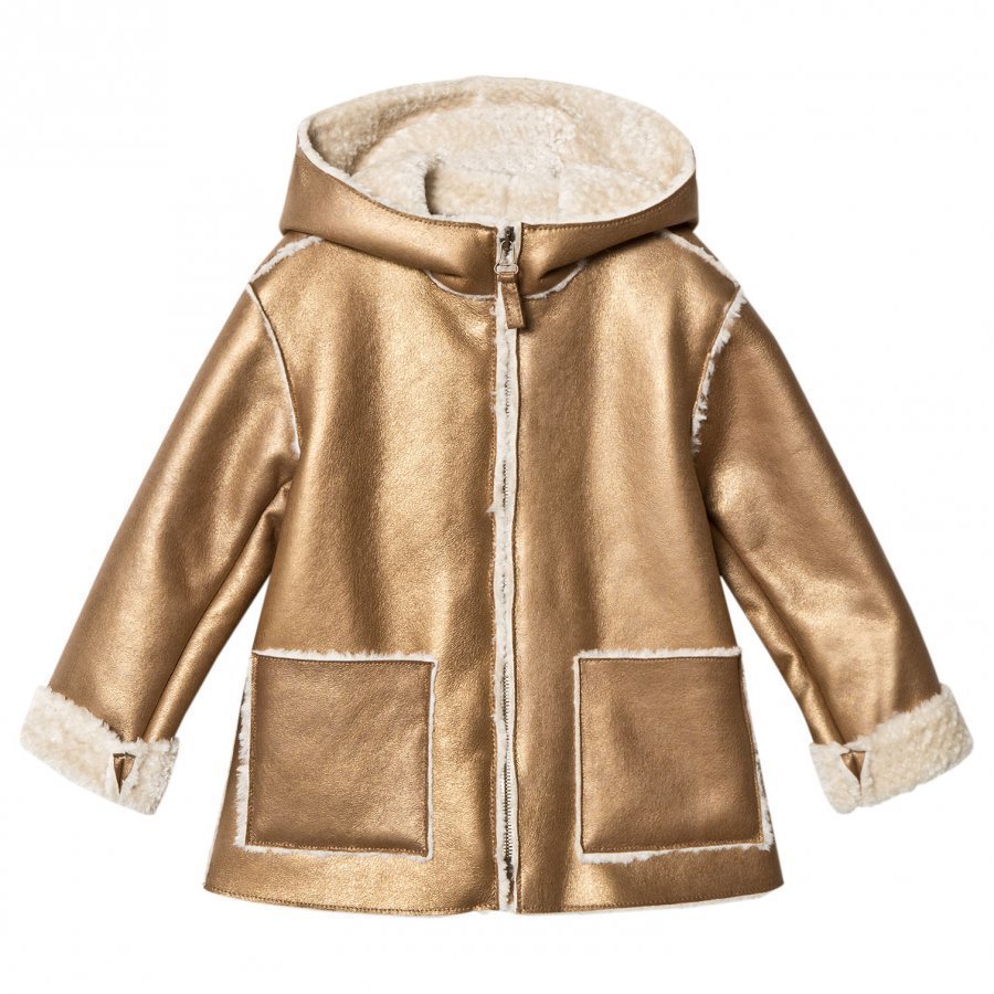 Il Gufo Gold Shearling Hooded Coat Turkis