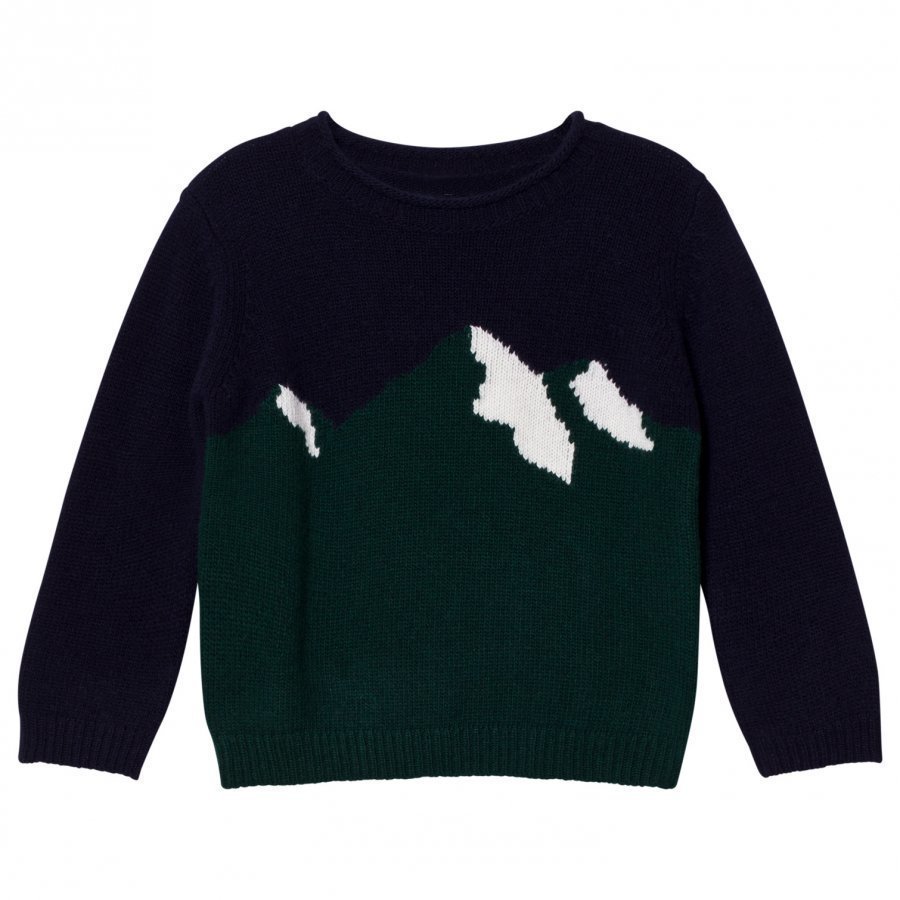 Il Gufo Navy And Green Mountain Intarsia Sweater Paita