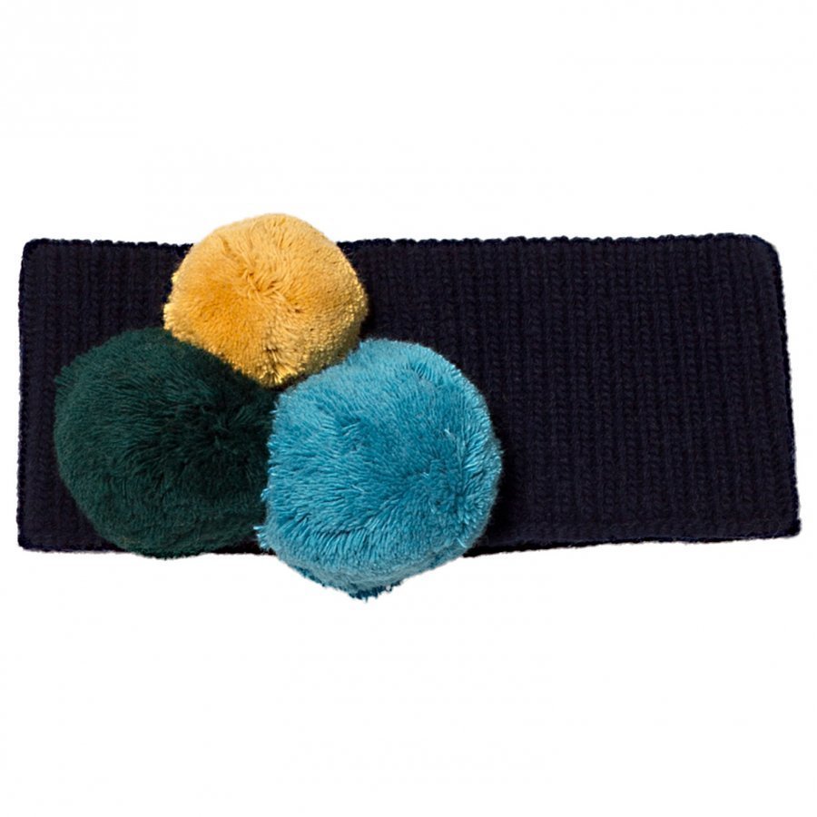 Il Gufo Navy And Multi Pom Pom Knit Headband Hiuspanta