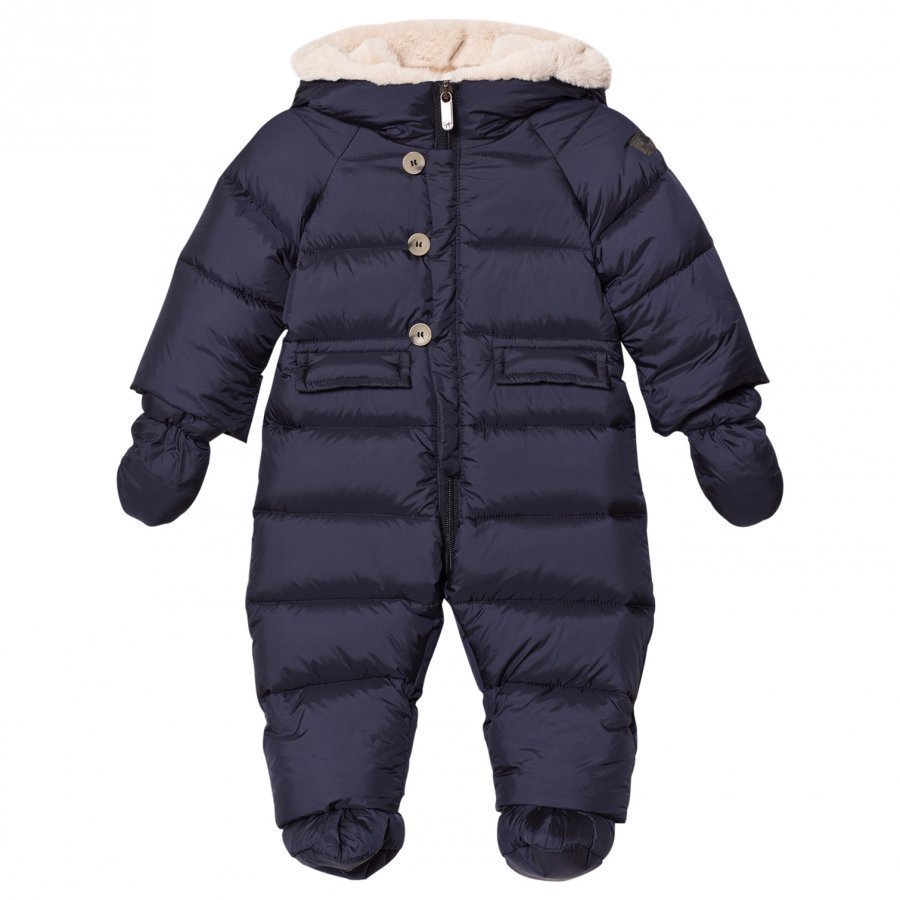 Il Gufo Navy Down Snowsuit With Detachable Mittens And Booties Vauvan Haalari