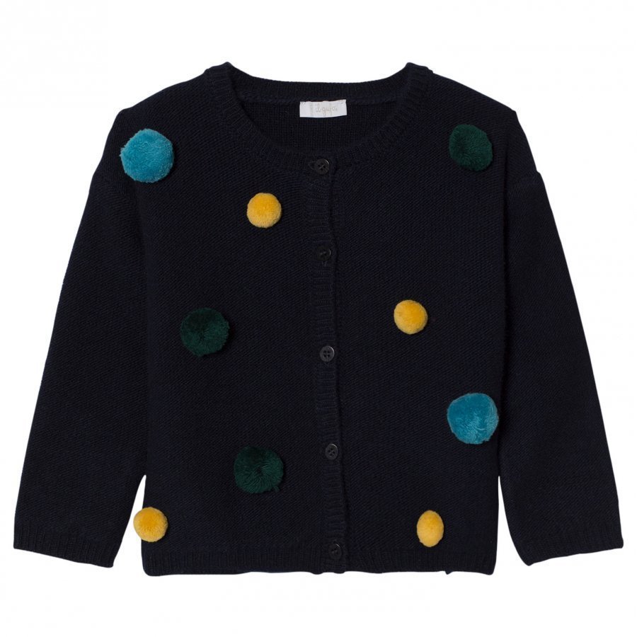 Il Gufo Navy Multi Pom Pom Cardigan Neuletakki