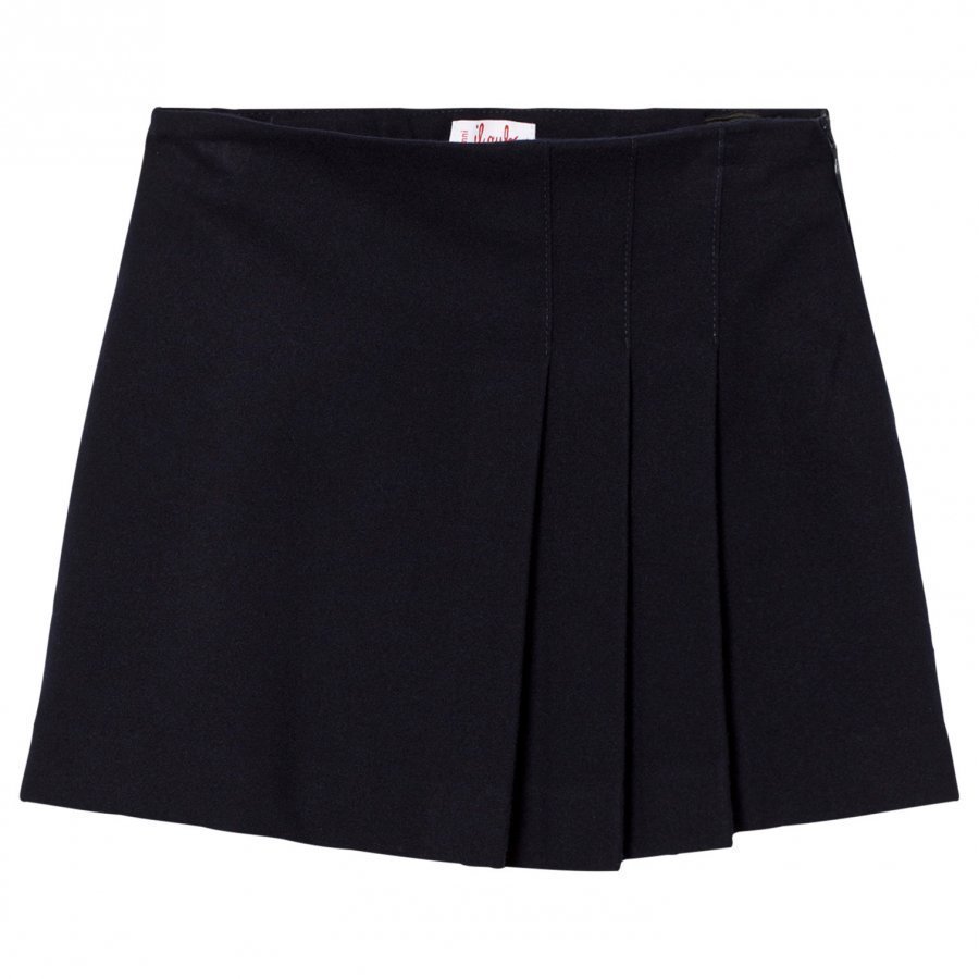 Il Gufo Navy Pleat Wool Skirt Kellohame