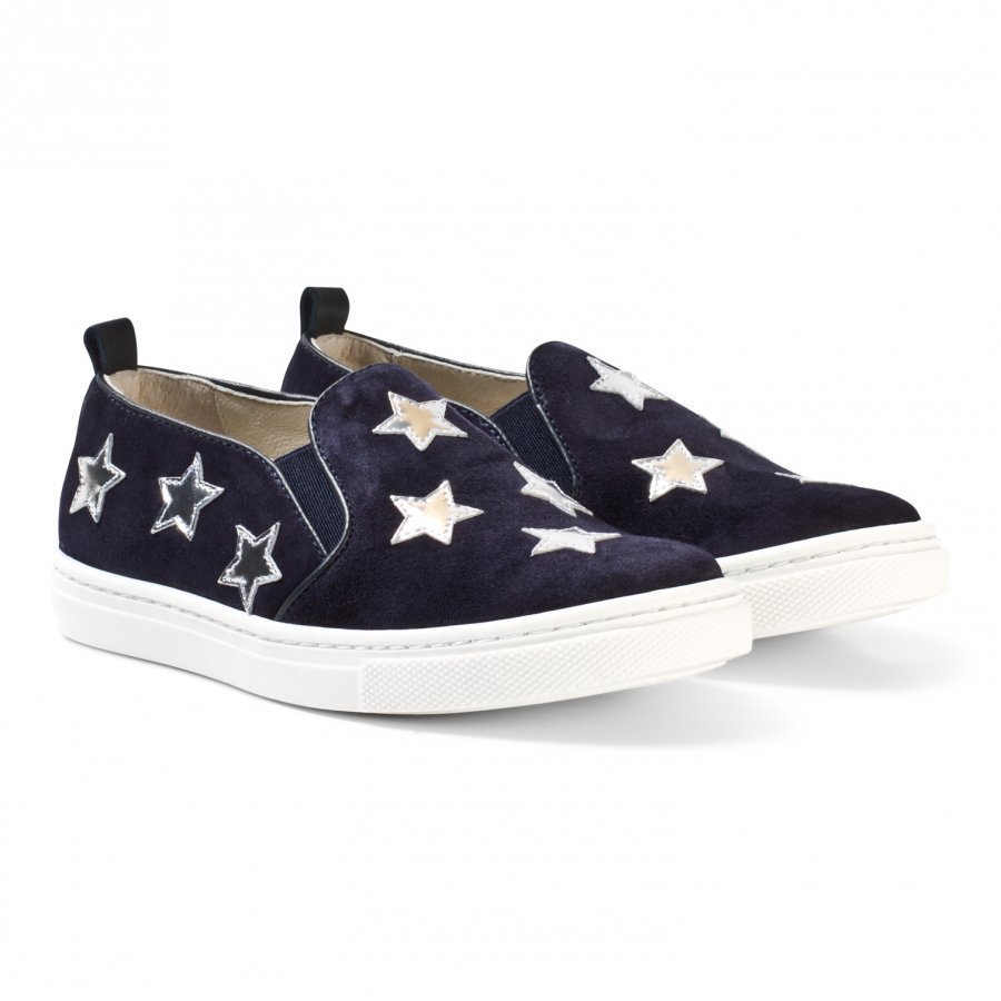 Il Gufo Navy Suede And Leather Star Slip Ons Slip On Kengät