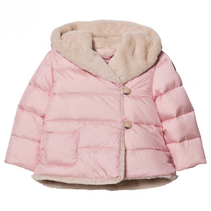 Il Gufo Pink Faux Fur Lined Hooded Coat Talvitakki