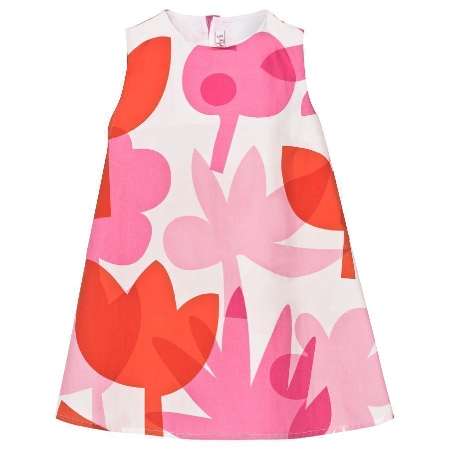 Il Gufo Pink Orange Abstract Floral Dress Juhlamekko