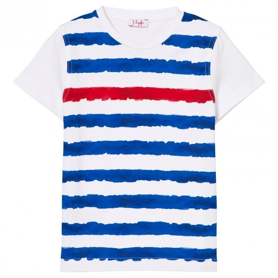 Il Gufo White Blue Red Stripe Tee T-Paita