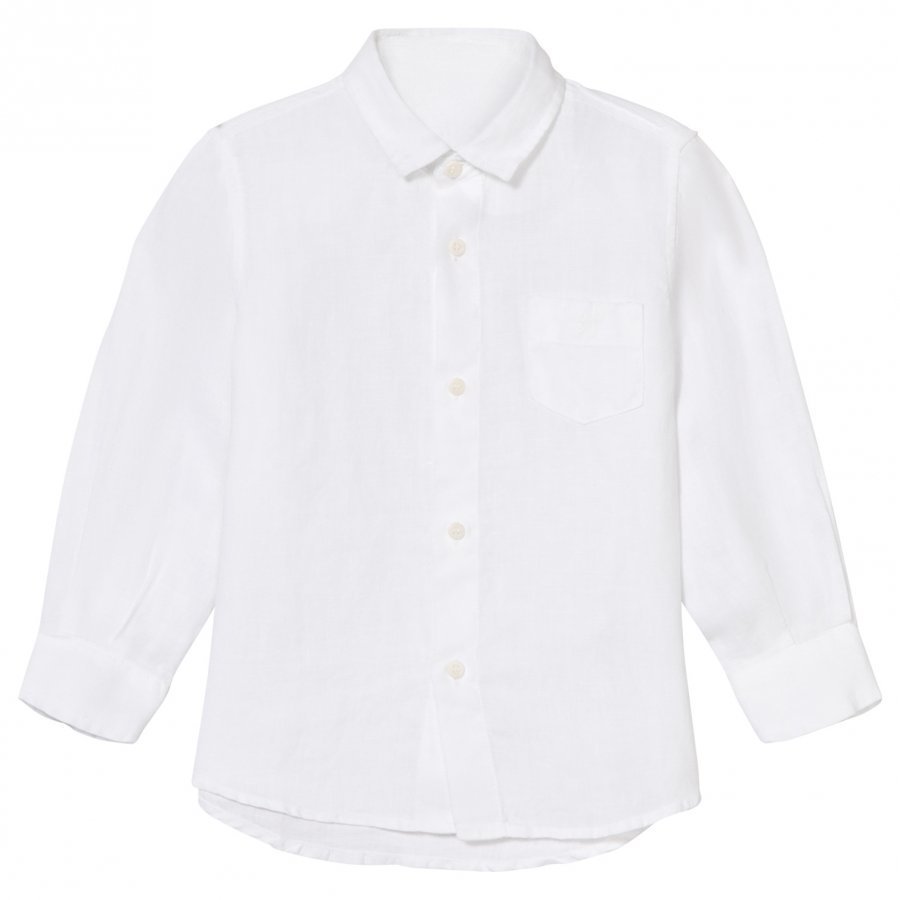 Il Gufo White Long Sleeve Linen Shirt Kauluspaita