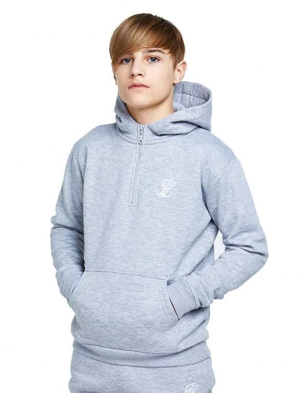 Illusive London 1/2 Zip Fleece Hoodie Harmaa