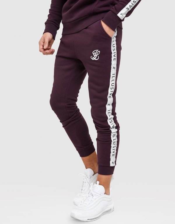 Illusive London Tape Fleece Track Pants Burgundy / Silver