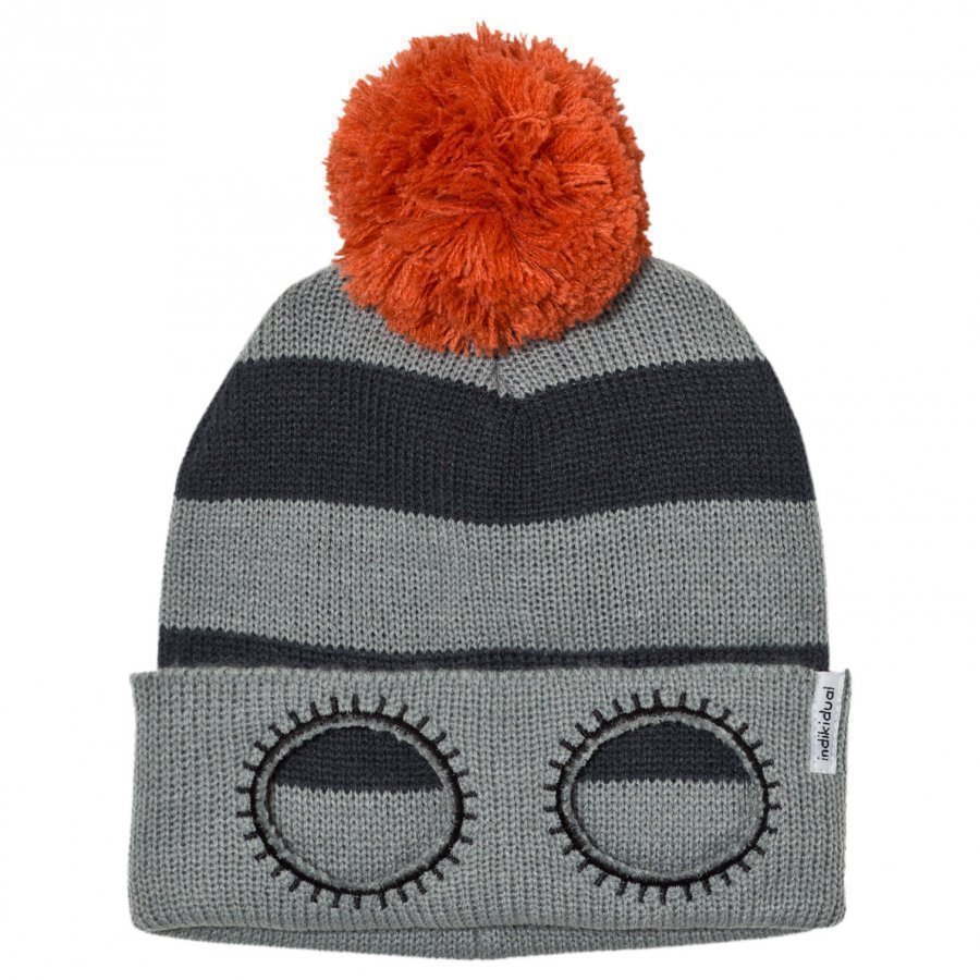 Indikidual Grey Navy Striped Beanie Pipo