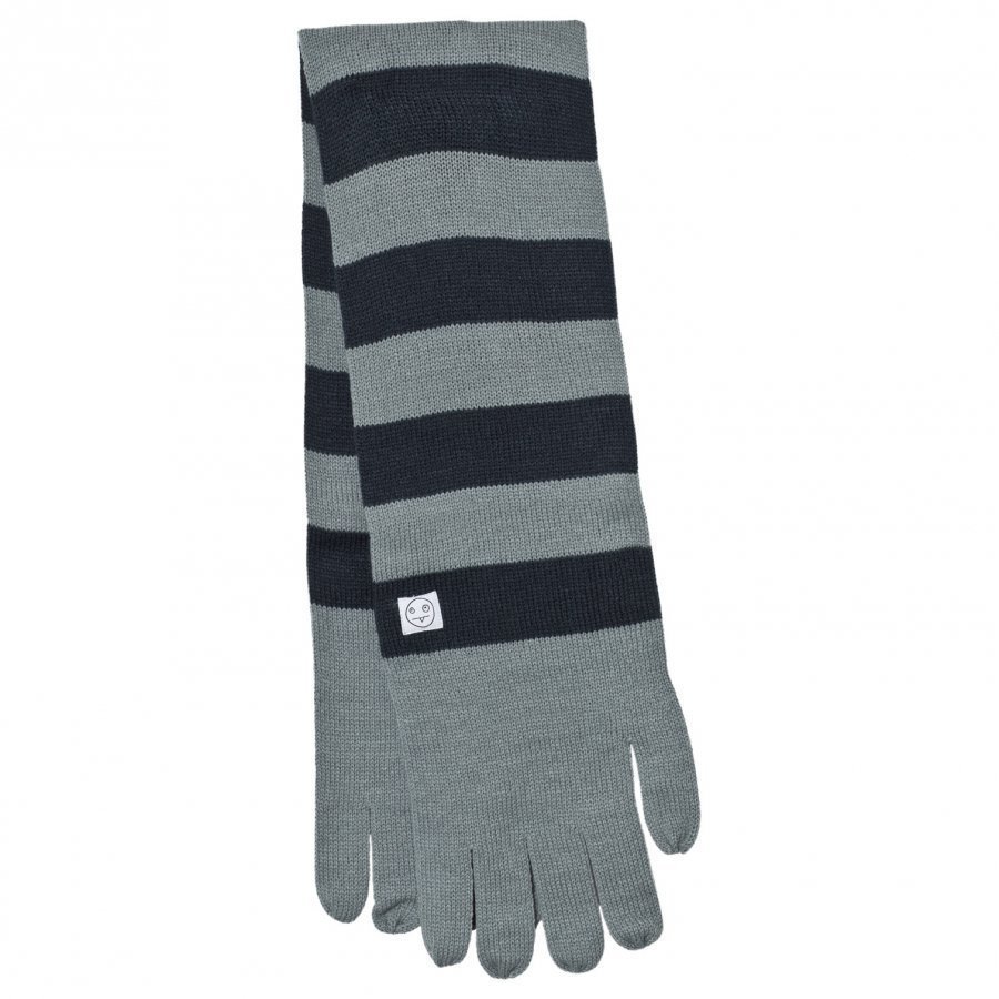 Indikidual Grey Navy Striped Gloves Scarf Villahuivi
