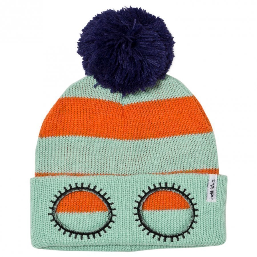 Indikidual Mint Orange Striped Beanie Pipo