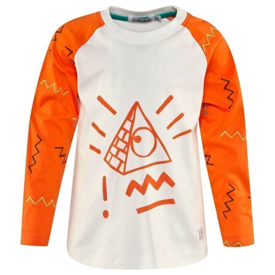 Indikidual Orange And White Pyramid Print Tee Pitkähihainen T-Paita