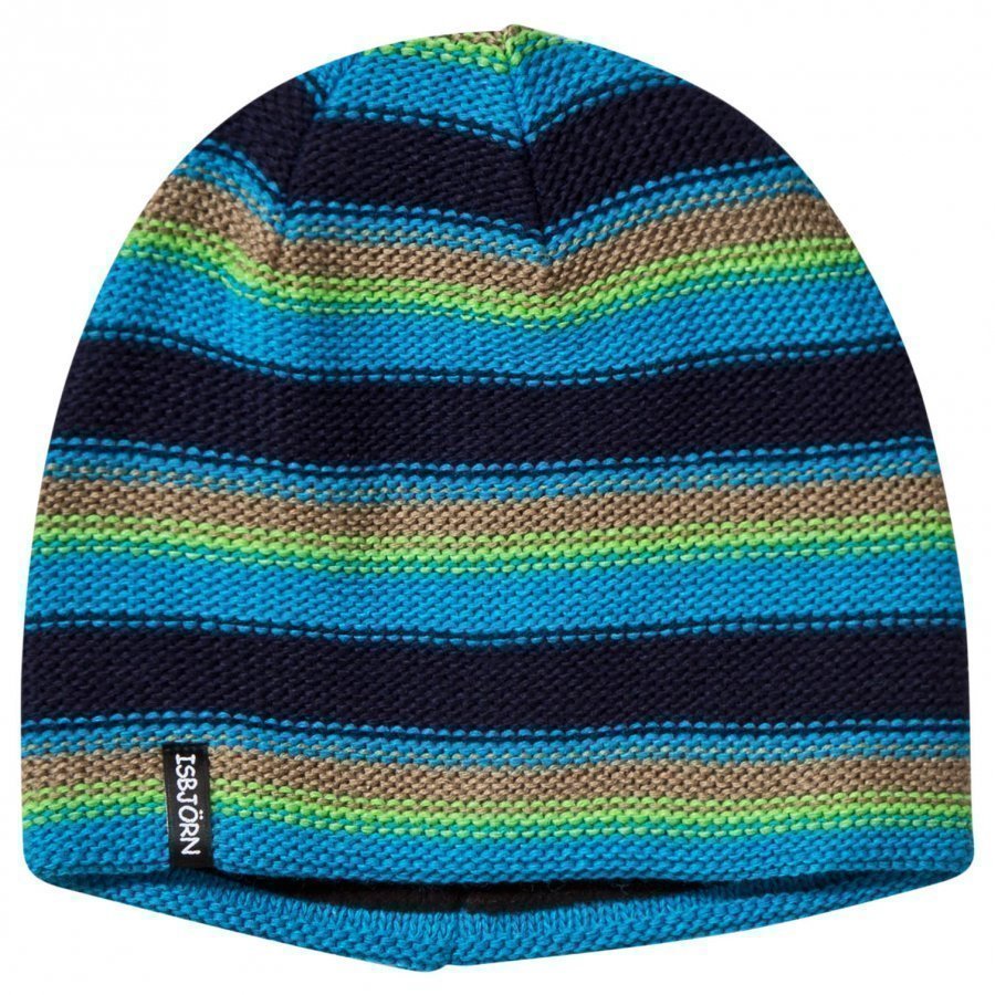 Isbjörn Of Sweden Stripes Knitted Hat Seagrass Pipo