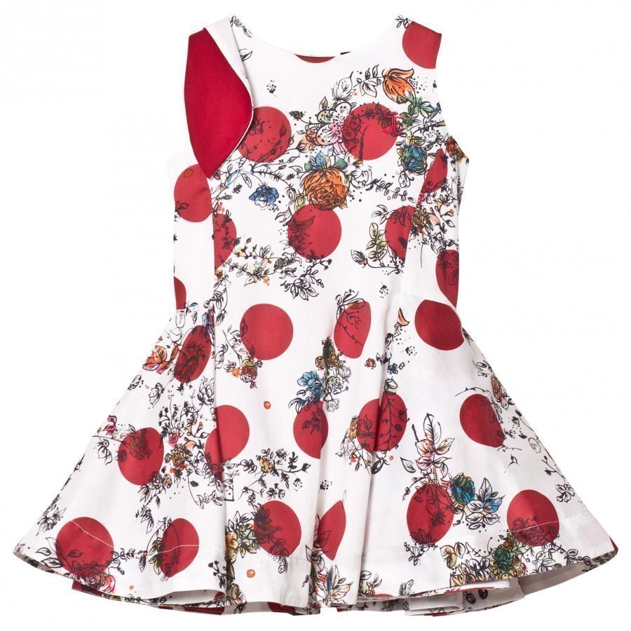 Jessie & James Anna Dress White And Red Floral Juhlamekko