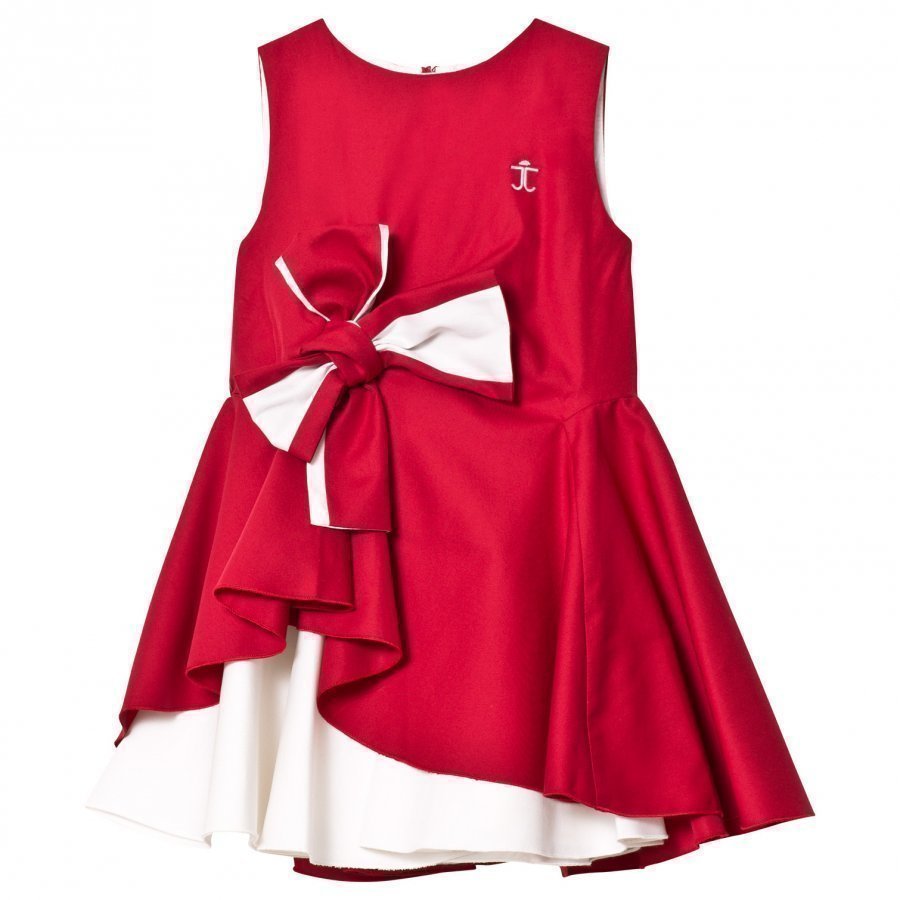 Jessie & James Red And White Audrey Dress With Bow Detail Juhlamekko