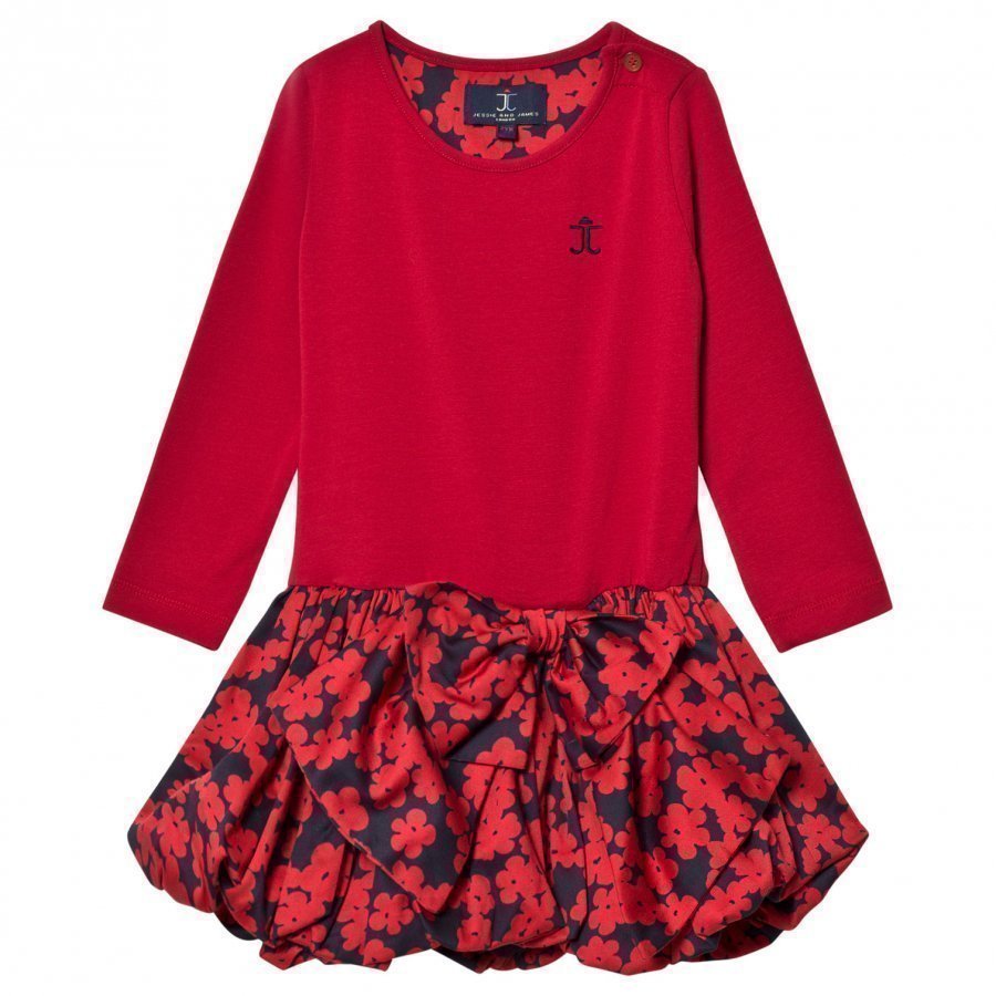 Jessie & James Red Floral Scallop Jersey Scallop Dress Juhlamekko