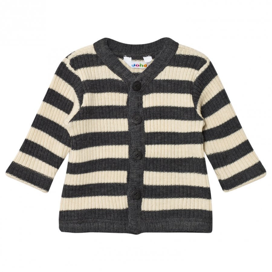 Joha Black And Cream Stripe Cardigan Neuletakki