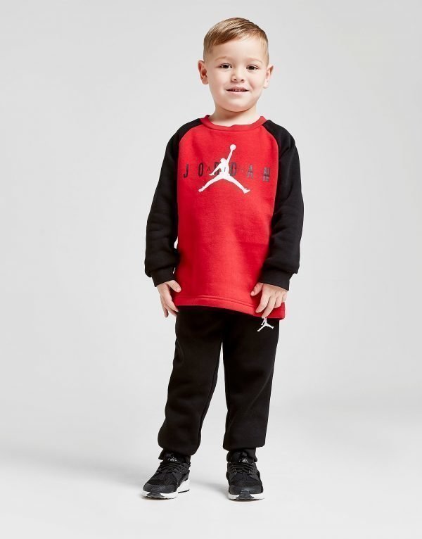 Jordan Colour Block Crew Tracksuit Punainen