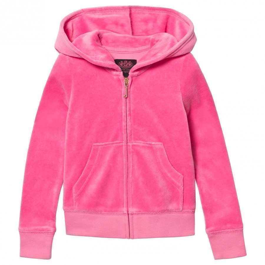 Juicy Couture Hot Pink Velour Scotty Dog Heart And Crown Hoody Huppari