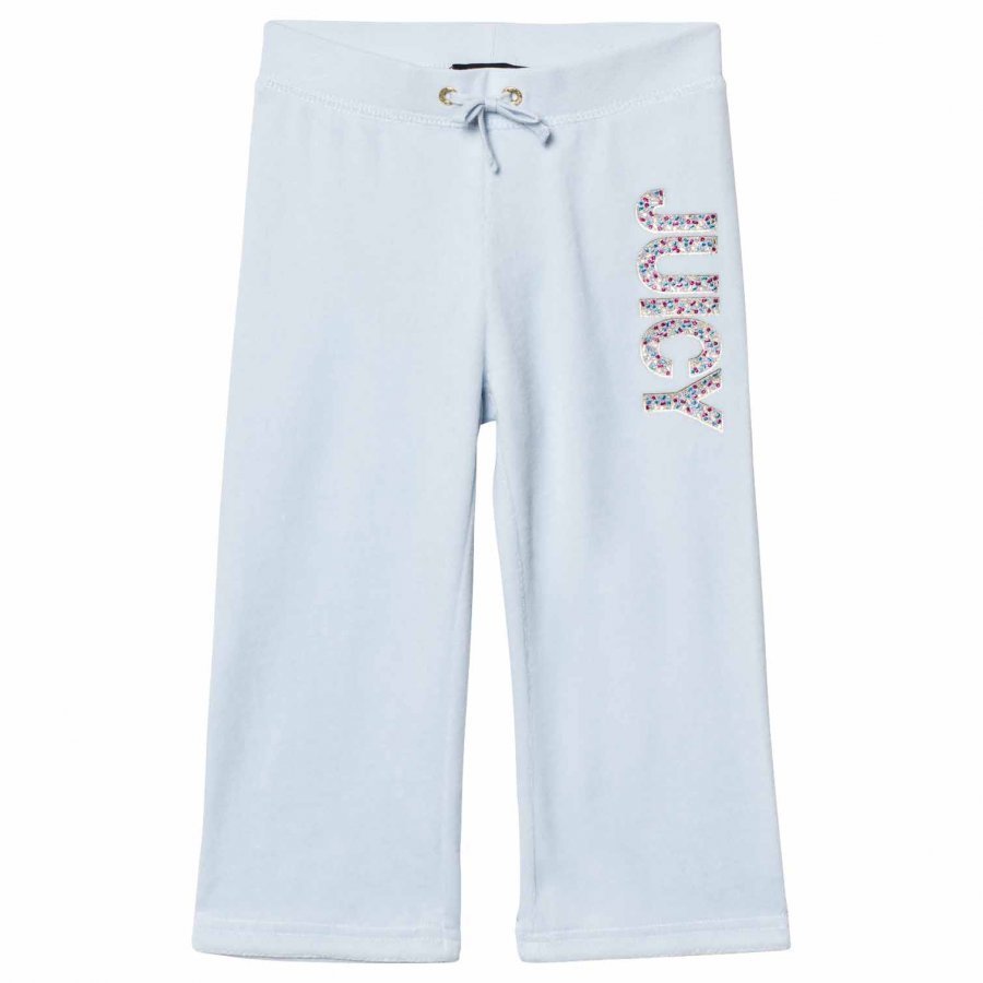 Juicy Couture Ice Blue Jewelled Glitter Velour Track Pants Verryttelyhousut