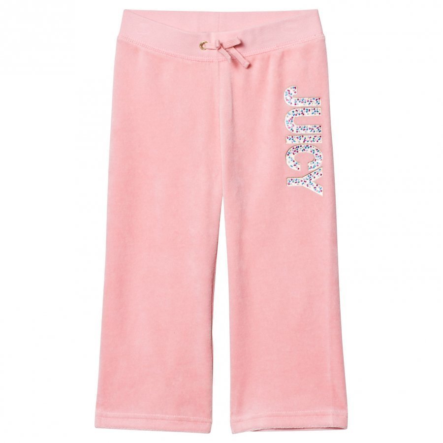 Juicy Couture Pale Peach Jewelled Glitter Velour Track Pants Verryttelyhousut