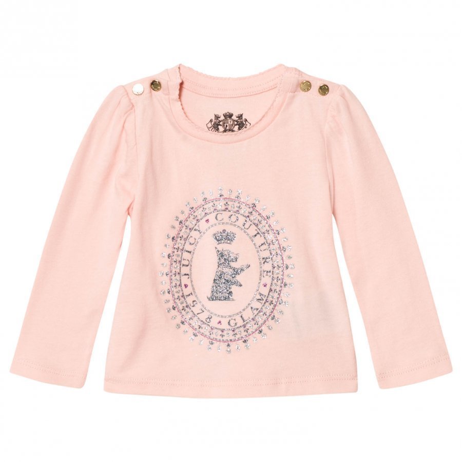 Juicy Couture Pale Pink Glitter Scotty Logo Tee T-Paita