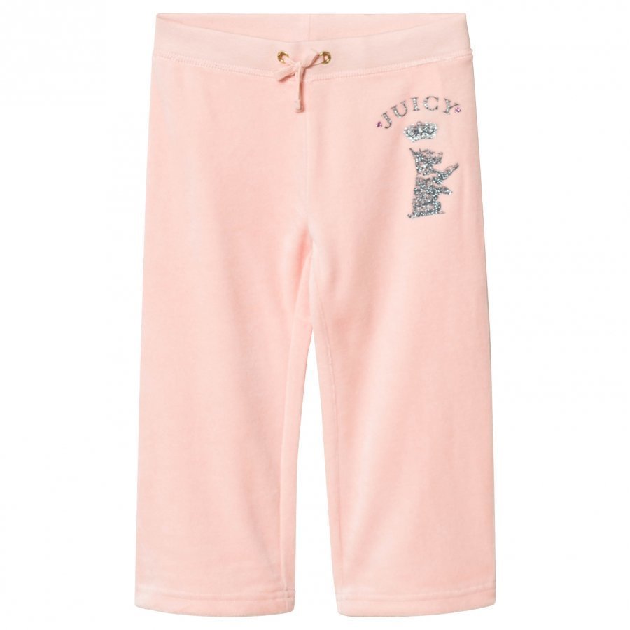 Juicy Couture Pale Pink Jewelled Scotty Logo Velour Track Pants Verryttelyhousut