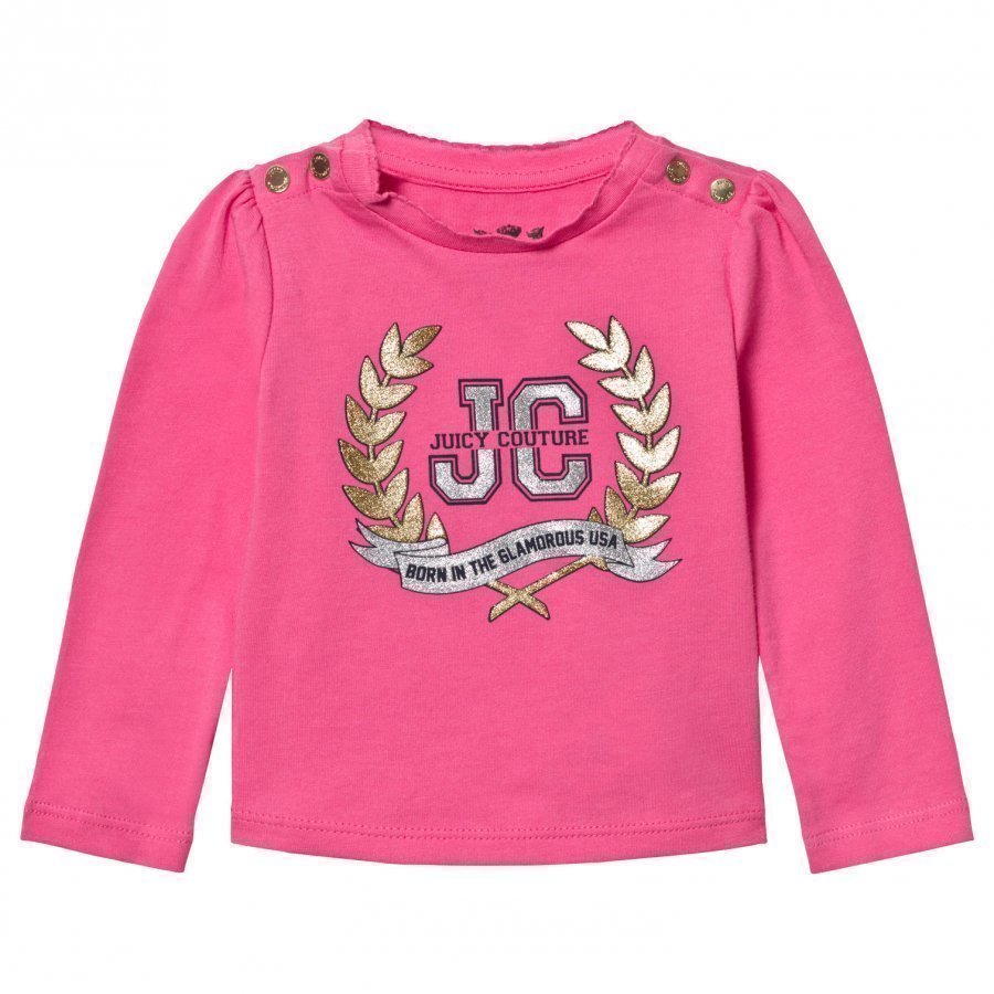 Juicy Couture Pink Glitter Laurel Print Tee T-Paita