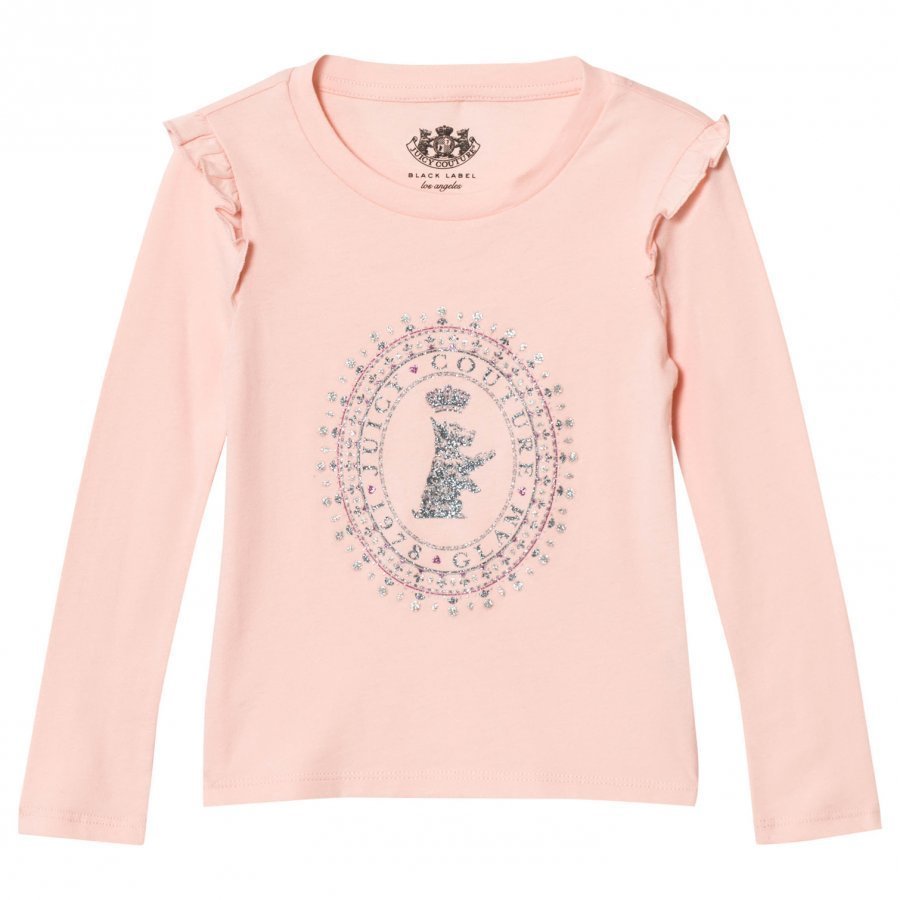 Juicy Couture Pink Jewelled Scotty Logo Frill Tee T-Paita