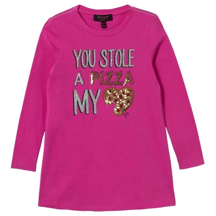 Juicy Couture Pink Sequin Pizza Tee Dress Juhlamekko