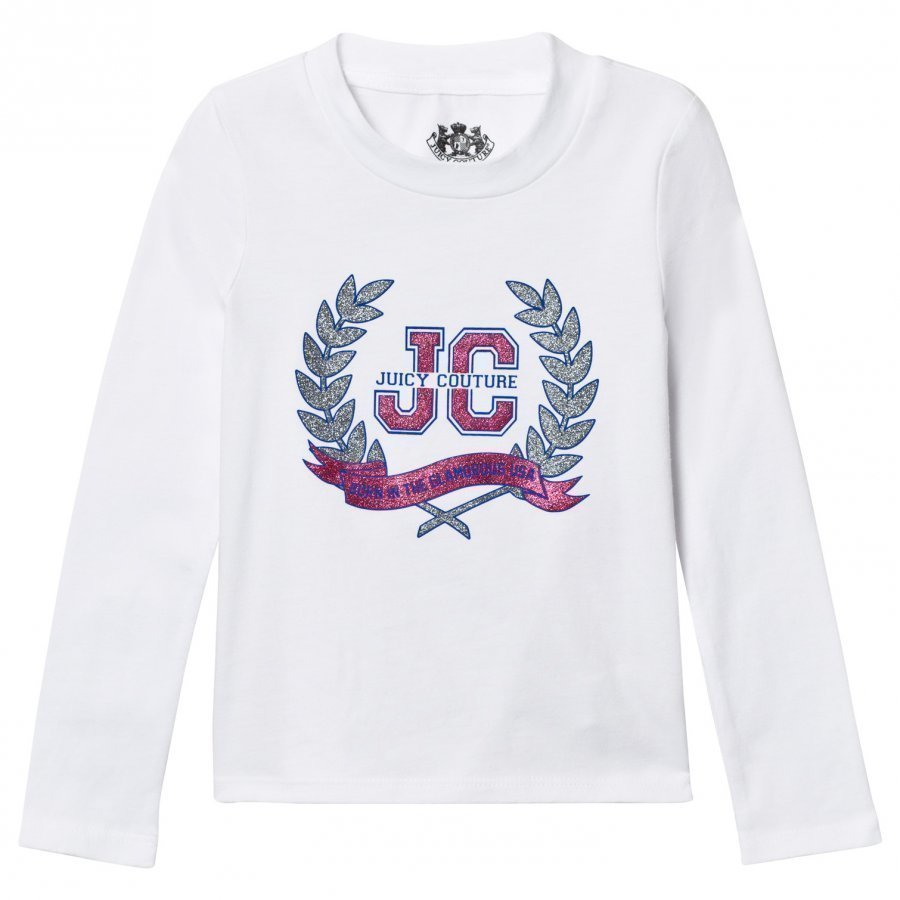 Juicy Couture White Glitter Laurel Print Tee T-Paita