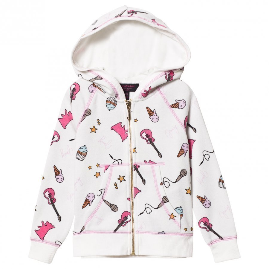 Juicy Couture White Multi Food And Music Print Hoody Huppari