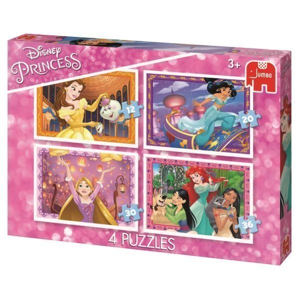 Jumbo Disney Prinsessat Palapelit 4 Kpl 12 / 20 / 30 / 36 Palaa