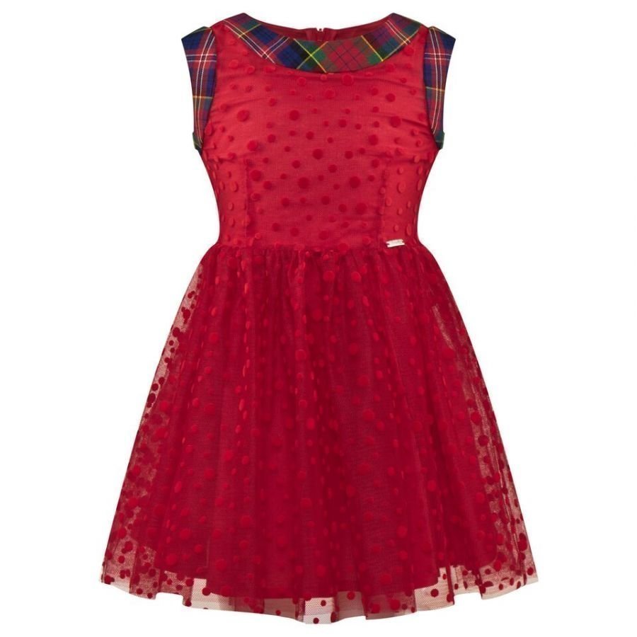 Junior Gaultier Red Tulle Spot Party Dress Juhlamekko