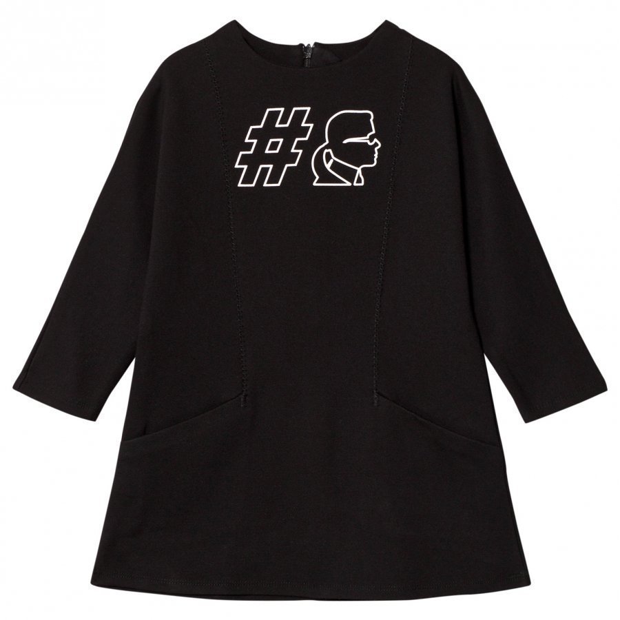 Karl Lagerfeld Kids Black #Karl Jersey Dress With Pockets Mekko