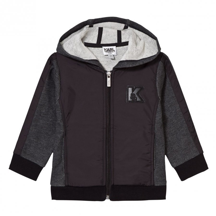 Karl Lagerfeld Kids Charcoal Marl And Black Branded Hoody Huppari