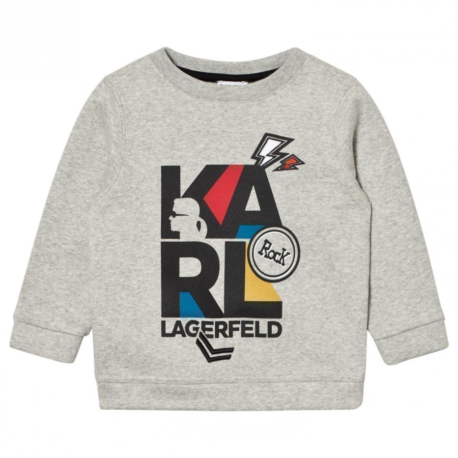 Karl Lagerfeld Kids Grey Marl Karl Print Embroidered Sweatshirt Oloasun Paita