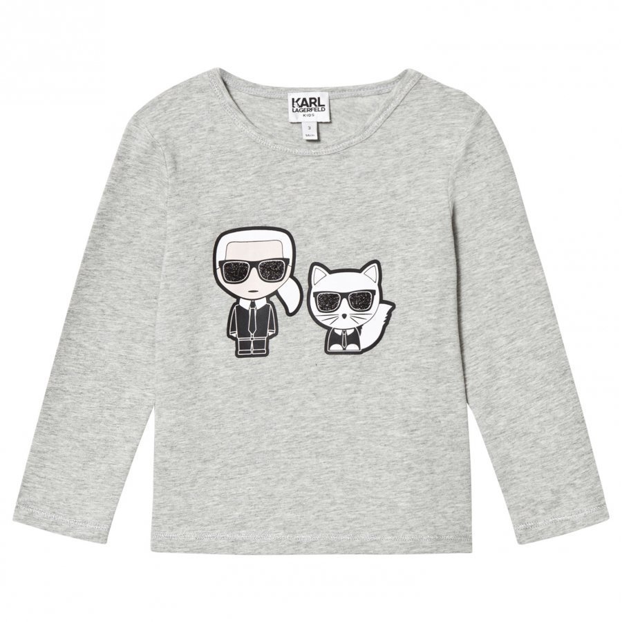 Karl Lagerfeld Kids Karl Choupette Print Tee Grey Marl T-Paita