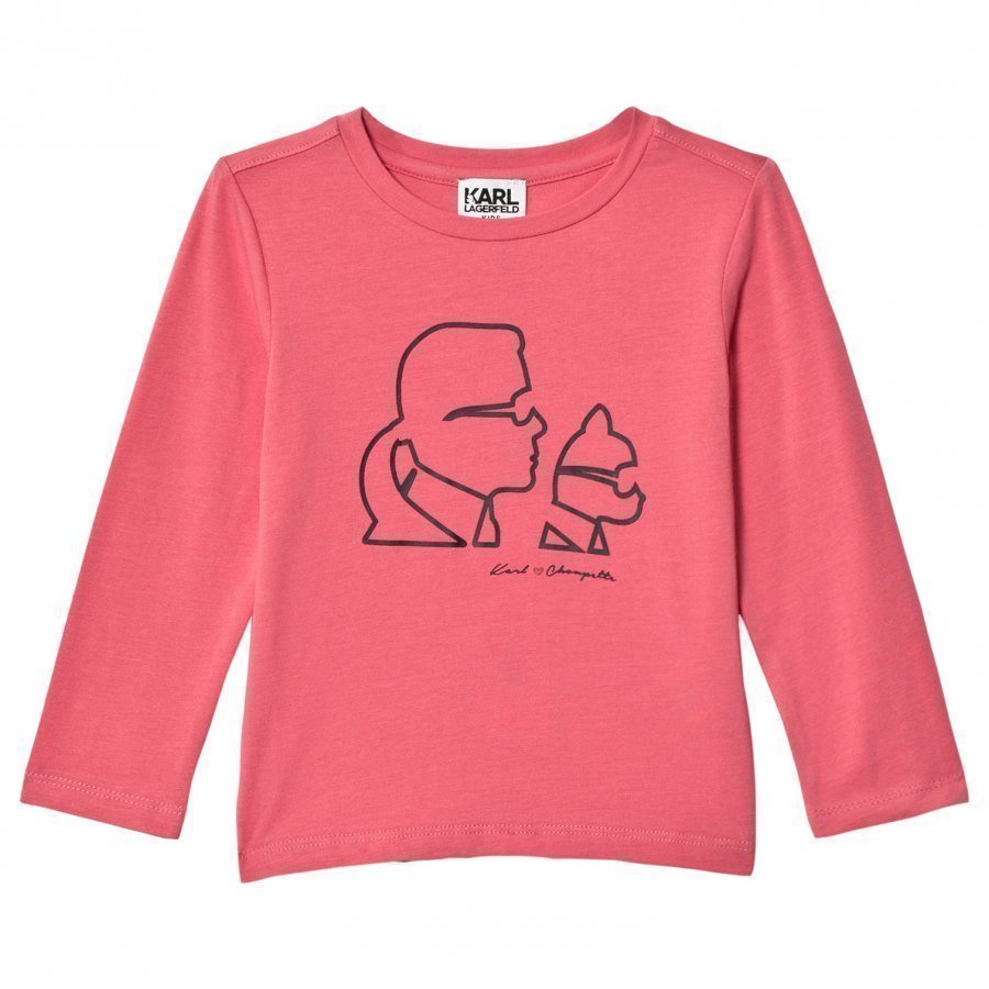 Karl Lagerfeld Kids Pink Karl And Choupette Printed Tee T-Paita