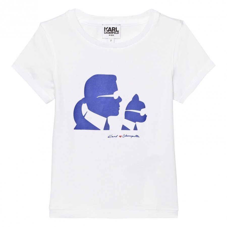 Karl Lagerfeld Kids White Karl And Choupette Print Tee Mini Me T-Paita