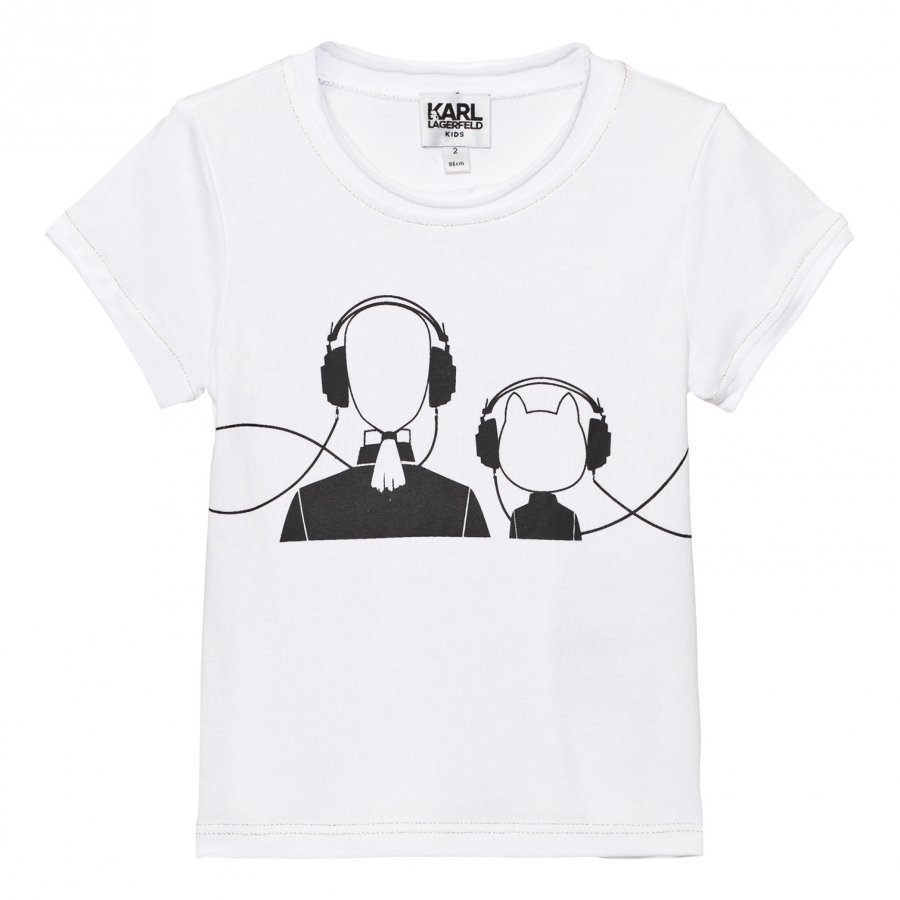Karl Lagerfeld Kids White Karl And Choupette Print Tee Mini Me T-Paita