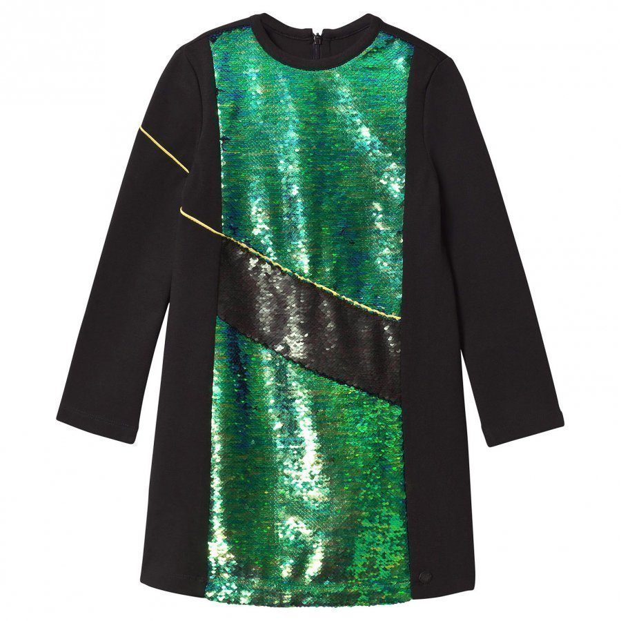 Kenzo Black And Green Sequin Front Milano Dress Juhlamekko