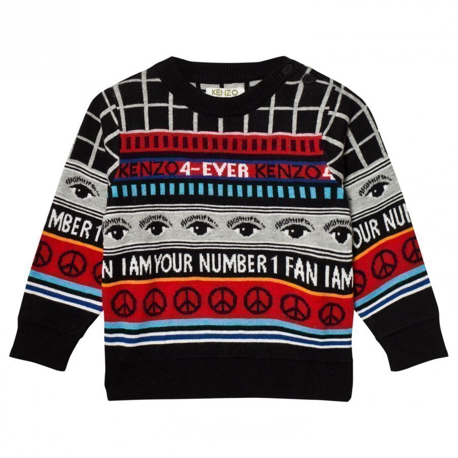 Kenzo Black Logo Knit All Over Sweater Paita