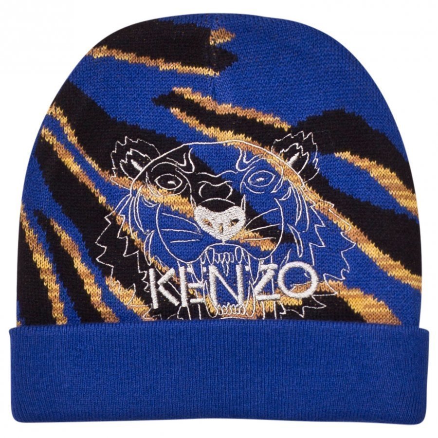 Kenzo Blue Tiger Embroidered Beanie Pipo